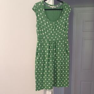 Boden Green and White Polka Dot Mini Dress